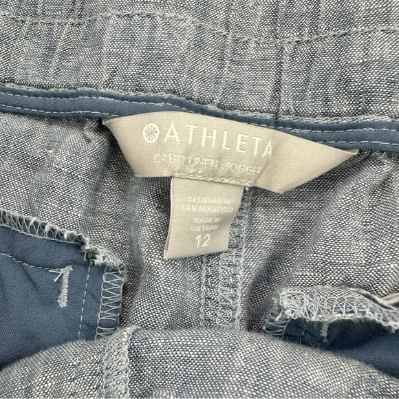 Athleta Cabo Linen Light Blue Drawstring Joggers, 12 - Picture 14 of 16